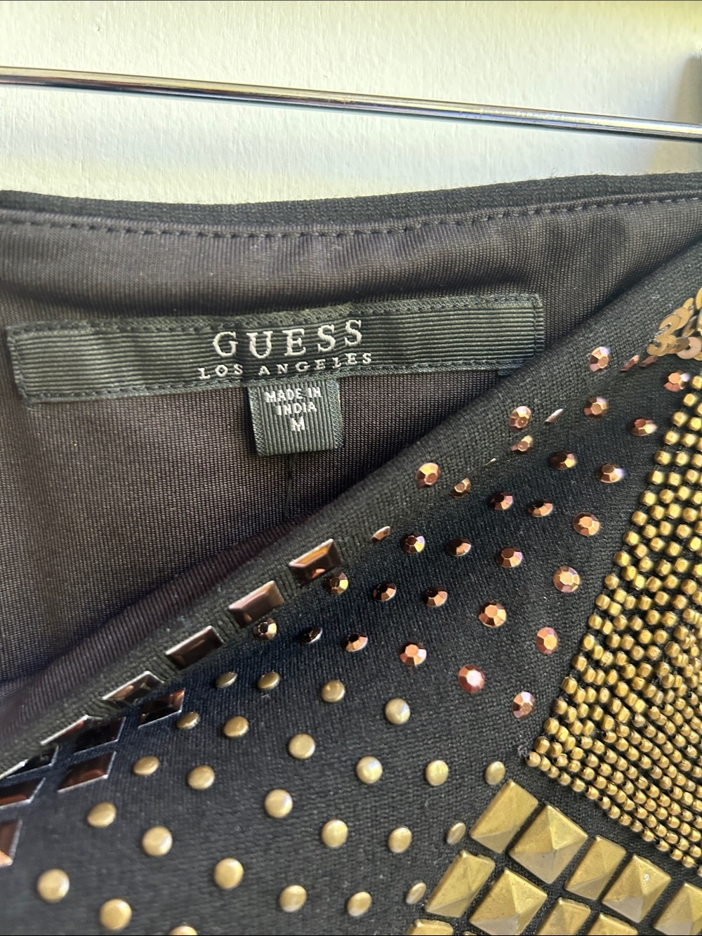 Guess Black & Gold Embellished Geometric Mini Skirt - Picture 5 of 8